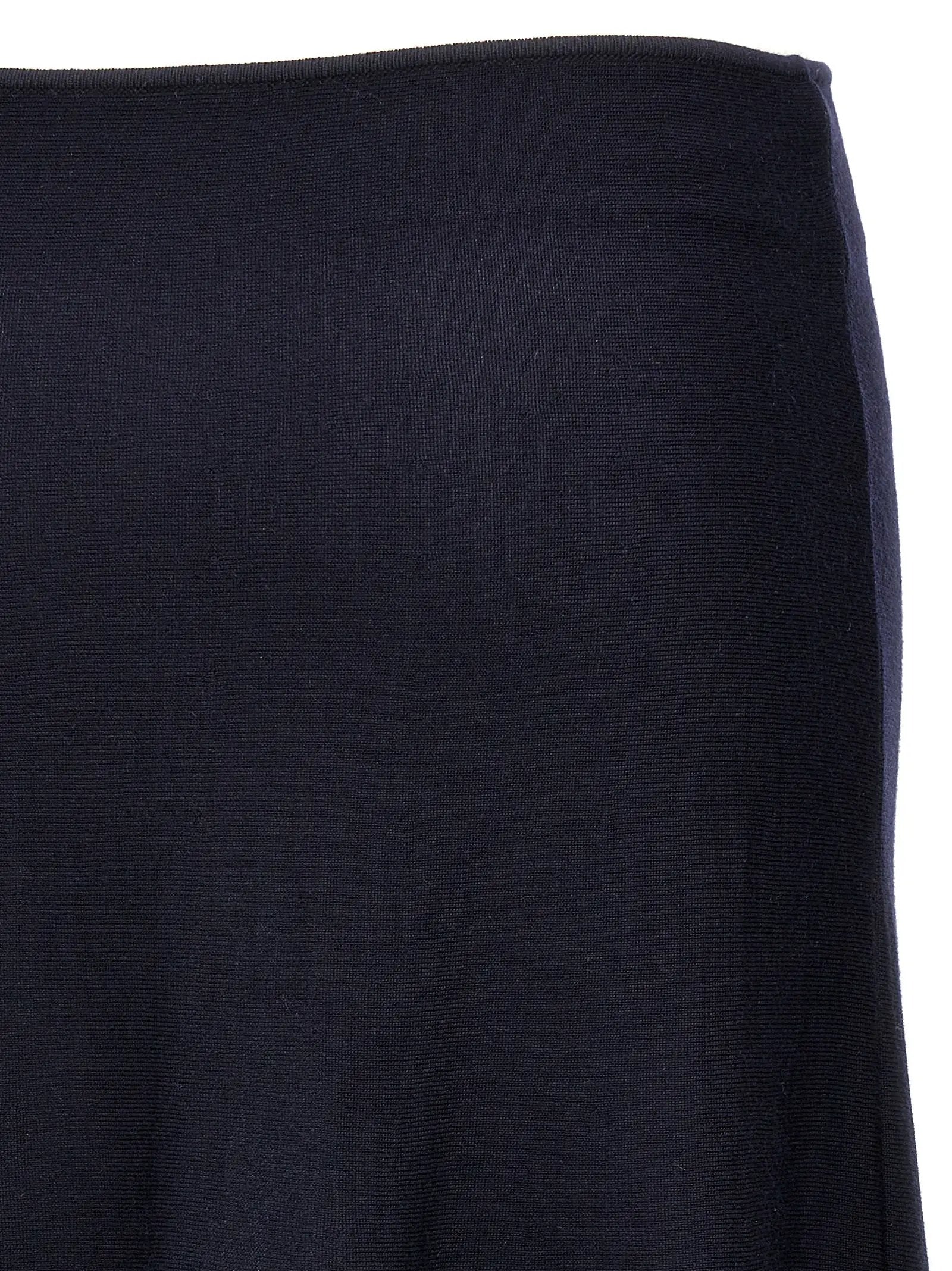 Khaite Blue Wool Midi Skirt