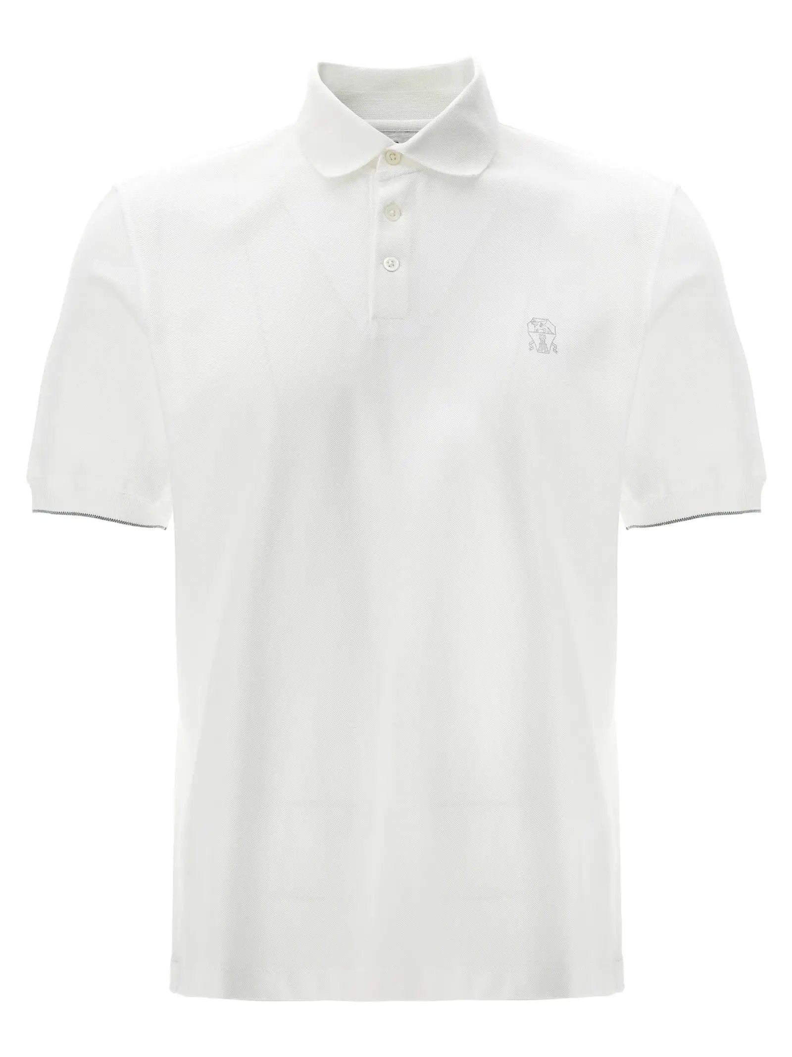 Brunello Cucinelli White Cotton Polo Shirt