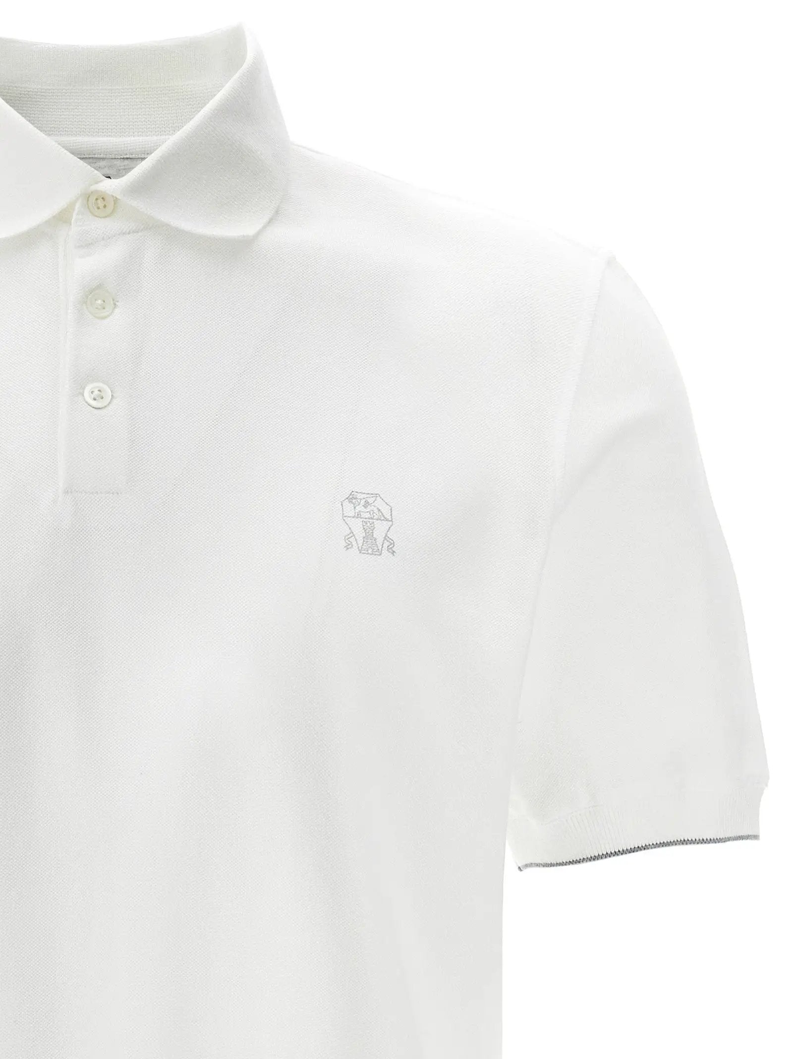 Brunello Cucinelli White Cotton Polo Shirt
