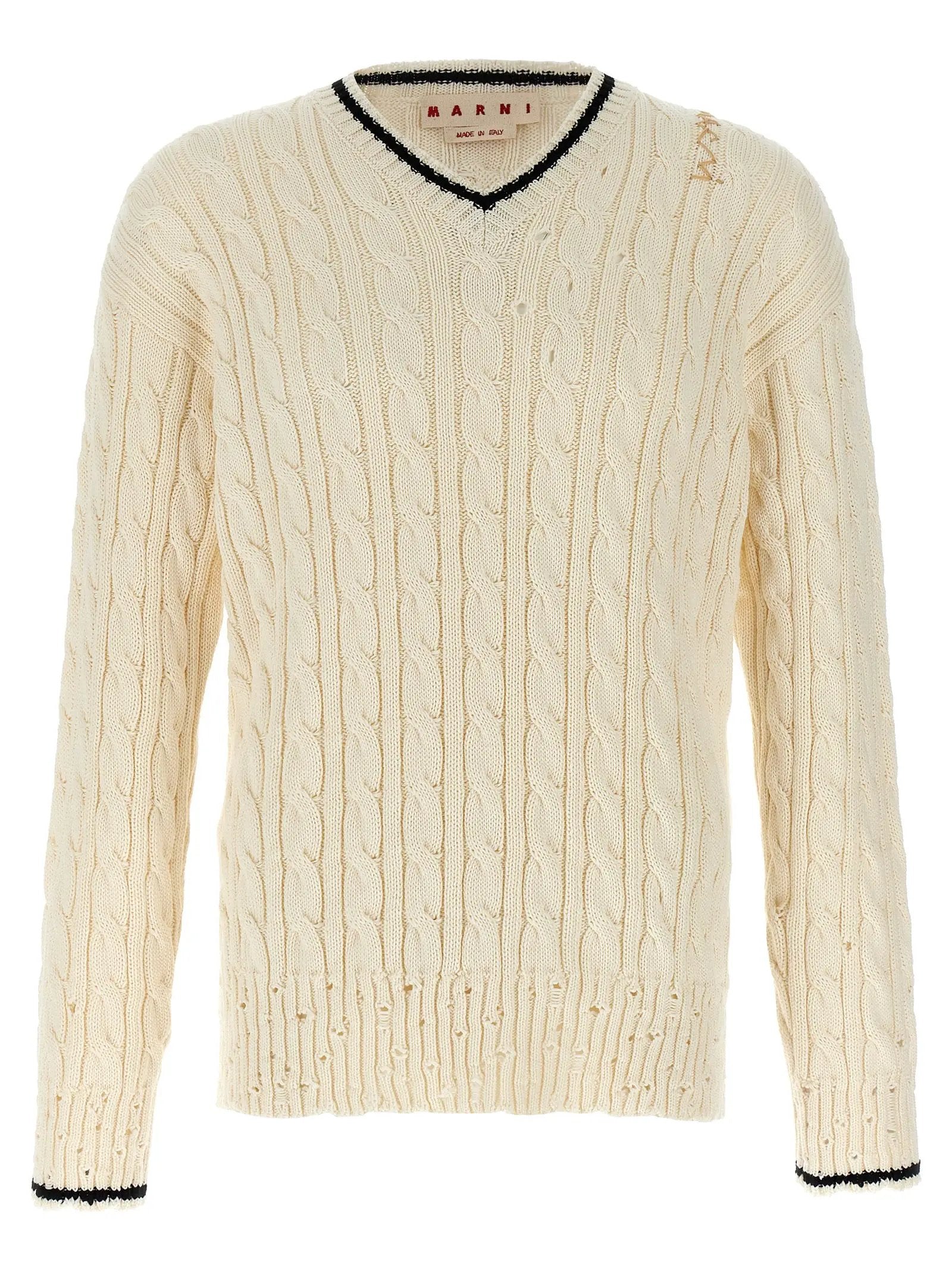 Marni White Cotton Cardigan