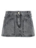 The Attico Gray Cotton Long Skirt