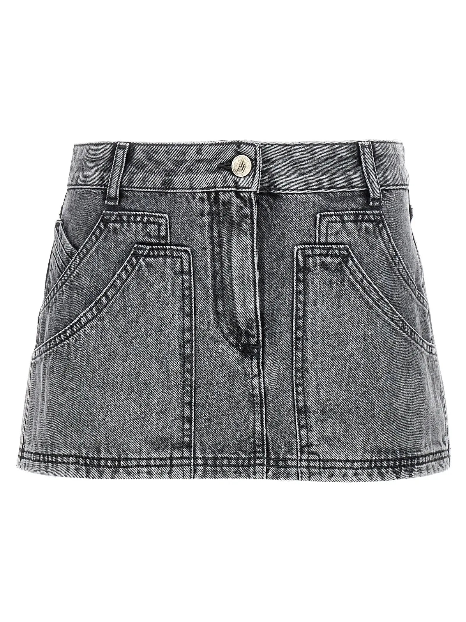 The Attico Gray Cotton Long Skirt