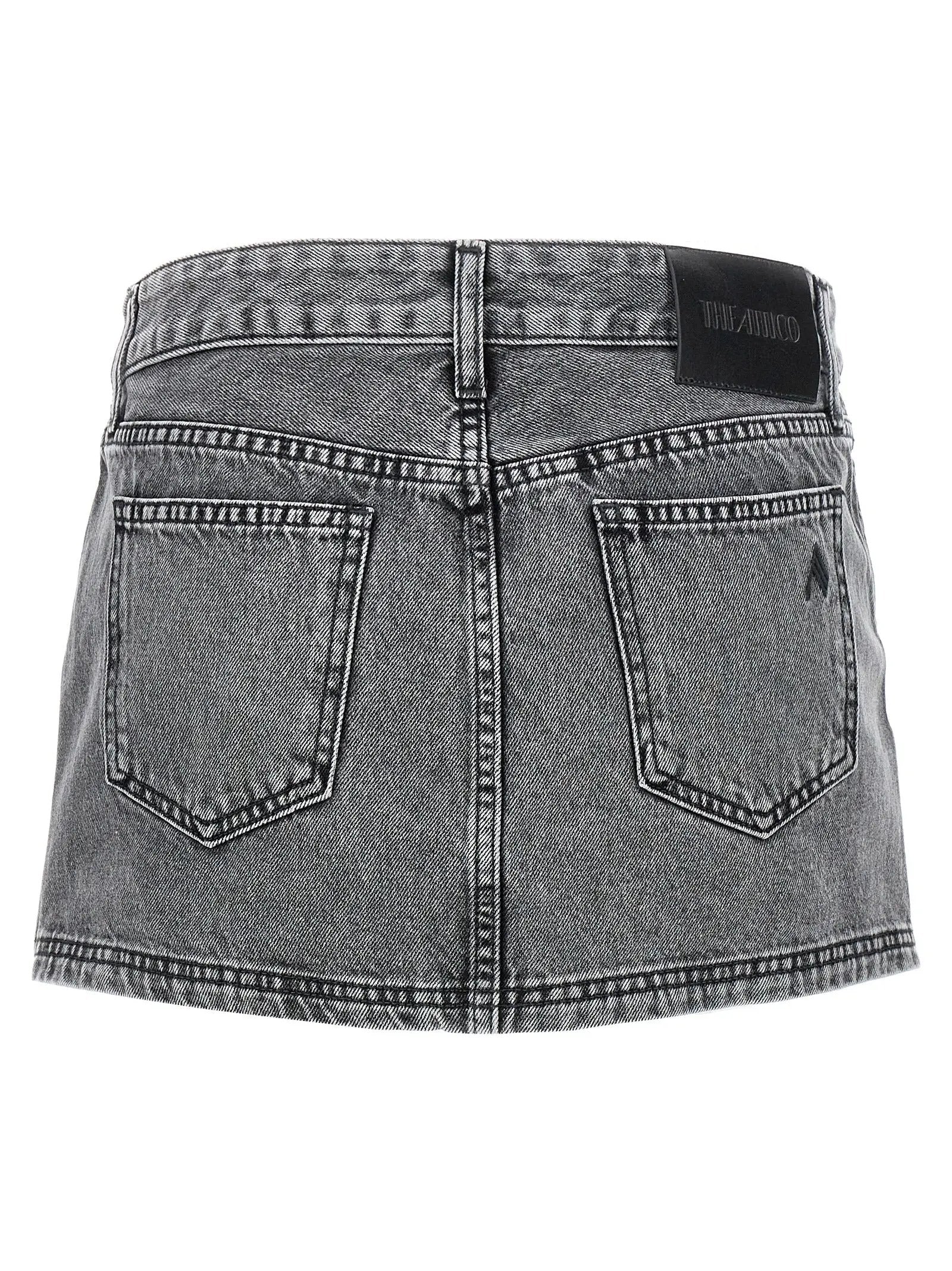 The Attico Gray Cotton Long Skirt
