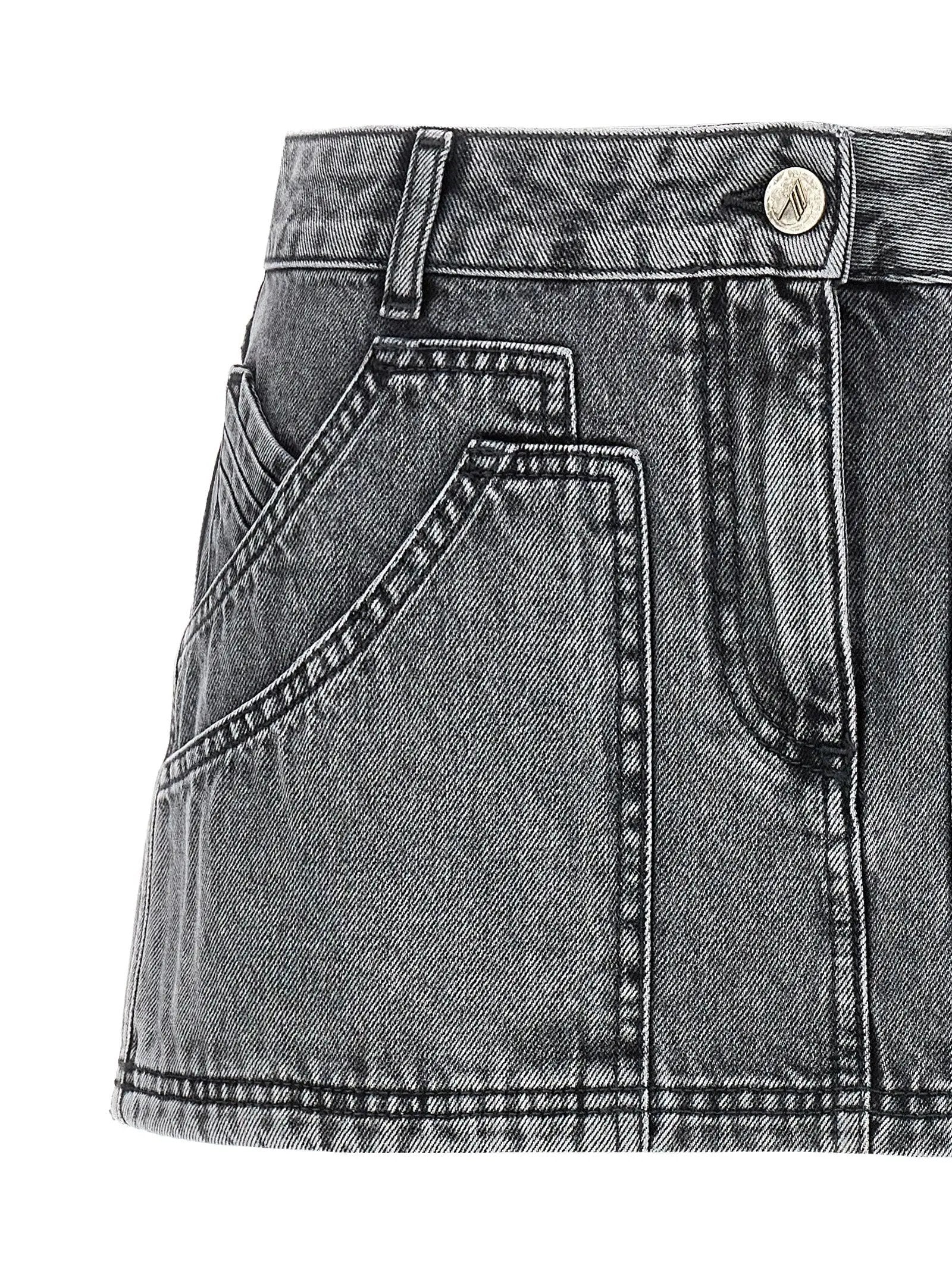 The Attico Gray Cotton Long Skirt