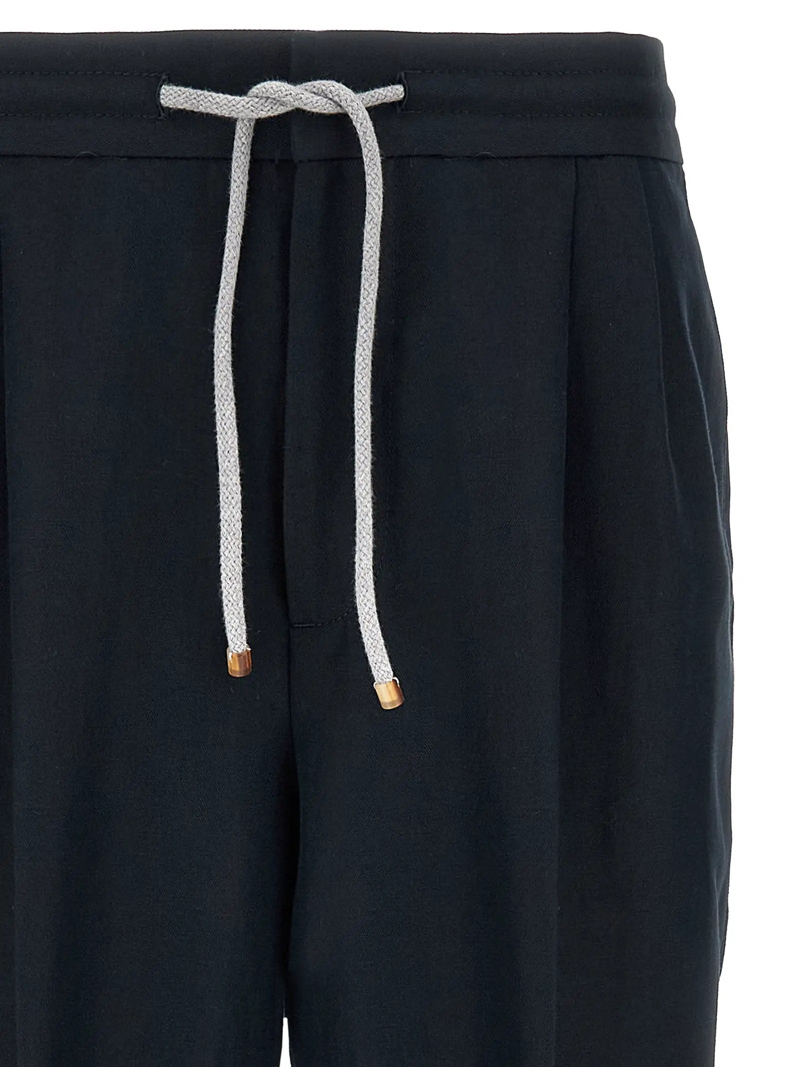 Brunello Cucinelli Blue Linen Casual Pants