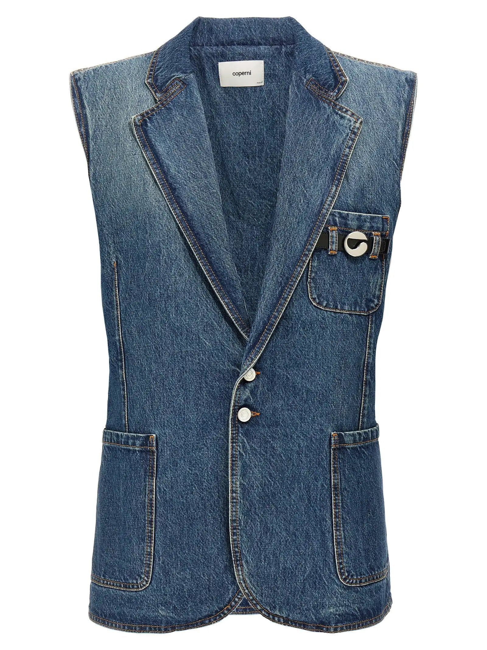Coperni Blue Cotton Sleeveless Jacket