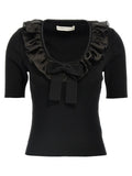 Alessandra Rich Black Wool T-Shirt