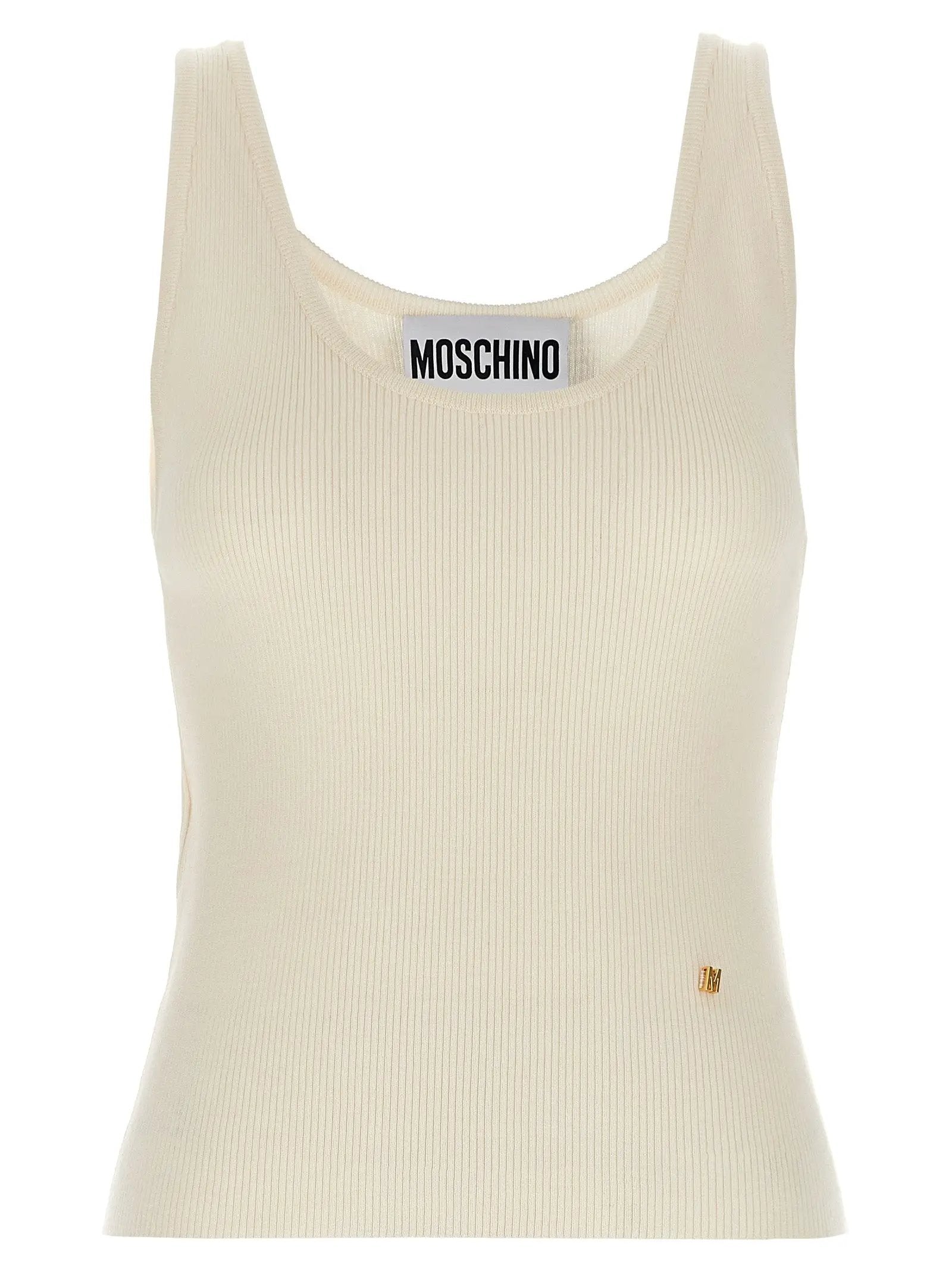 Moschino White Virgin Wool Sleeveles T-Shirt