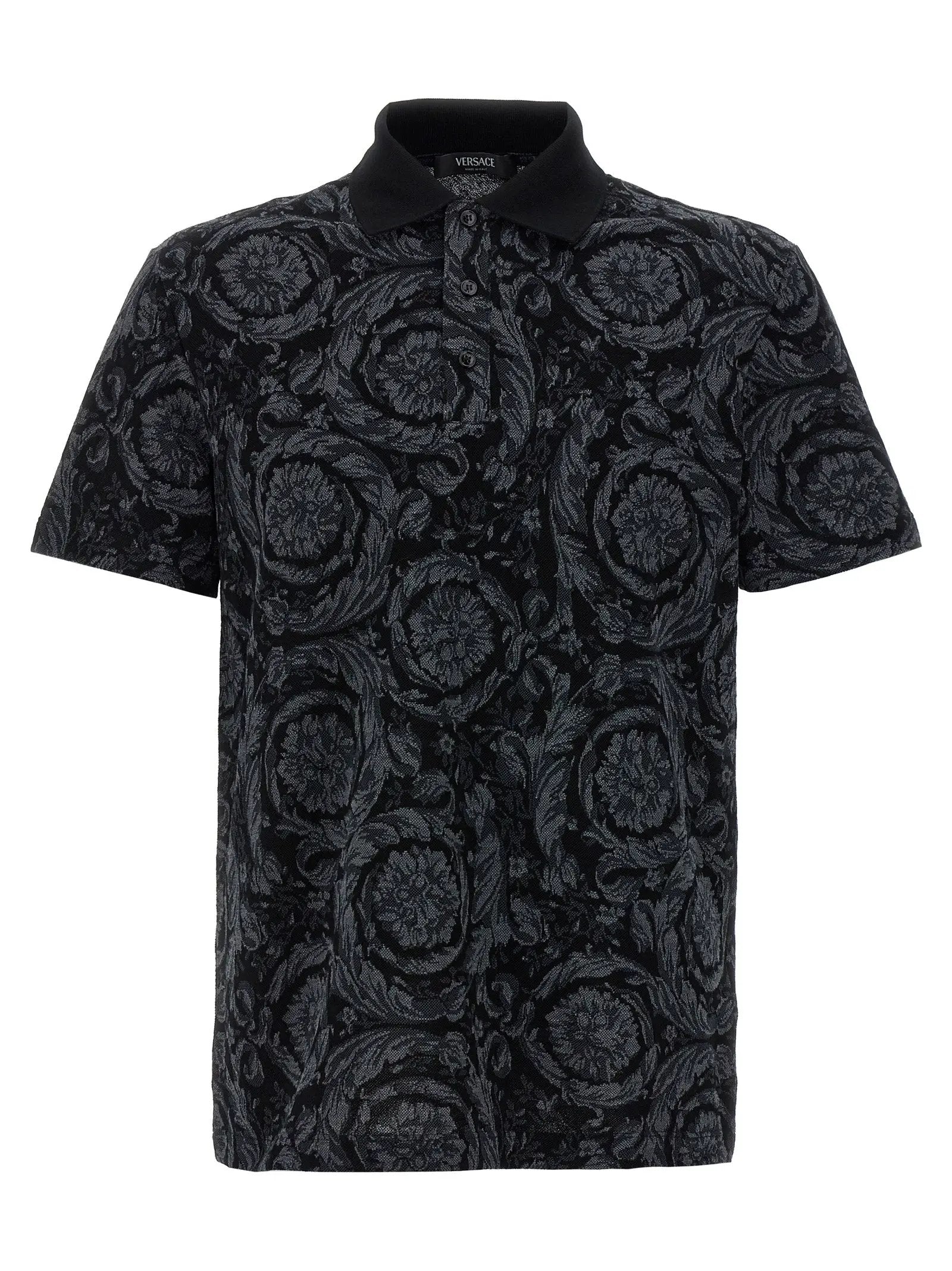 Versace Gray Cotton Polo Shirt