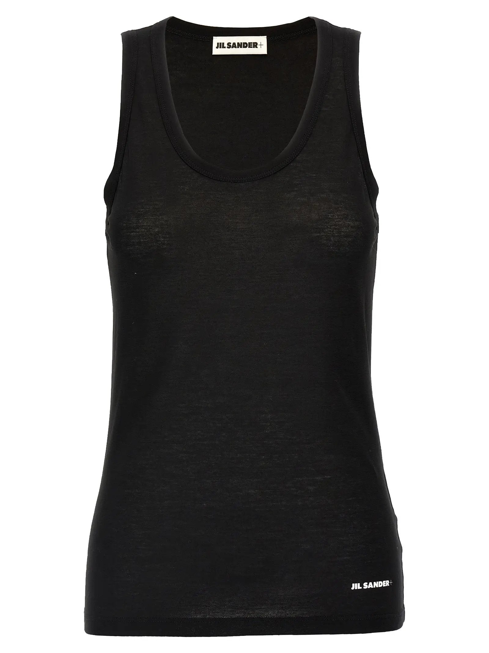 Jil Sander Black Cotton Sleeveles T-Shirt