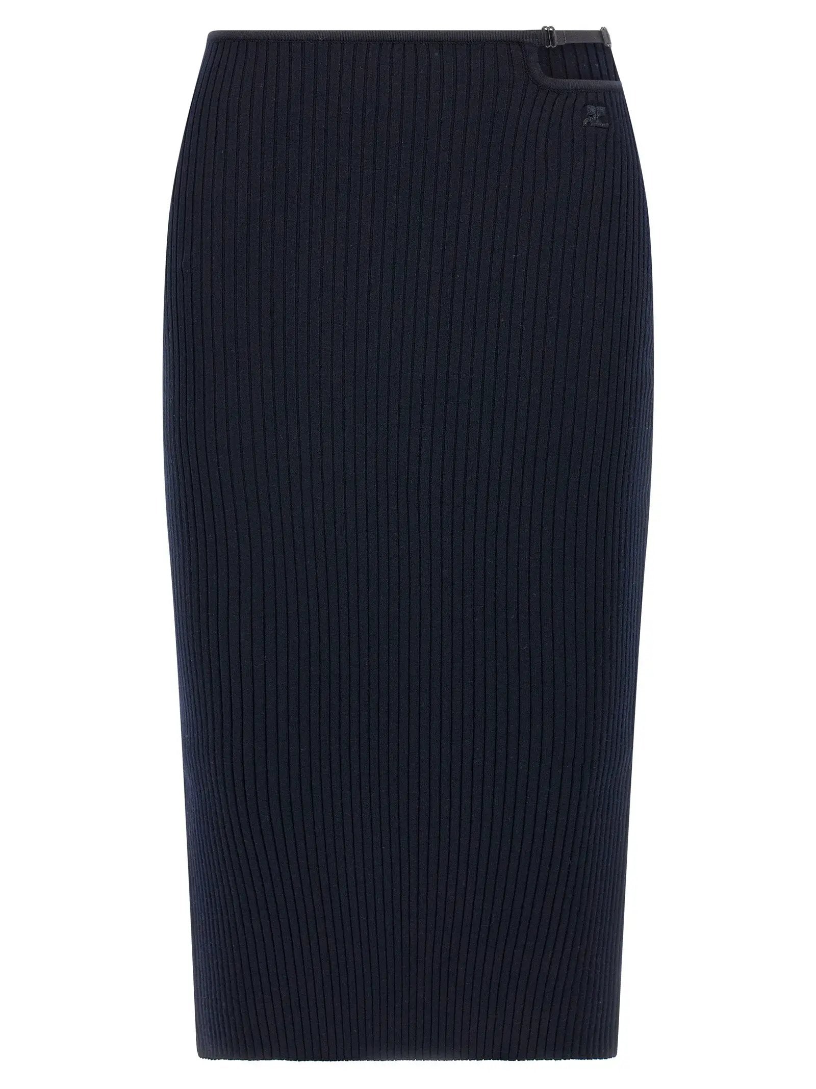 Courrèges Blue Viscose Midi Skirt