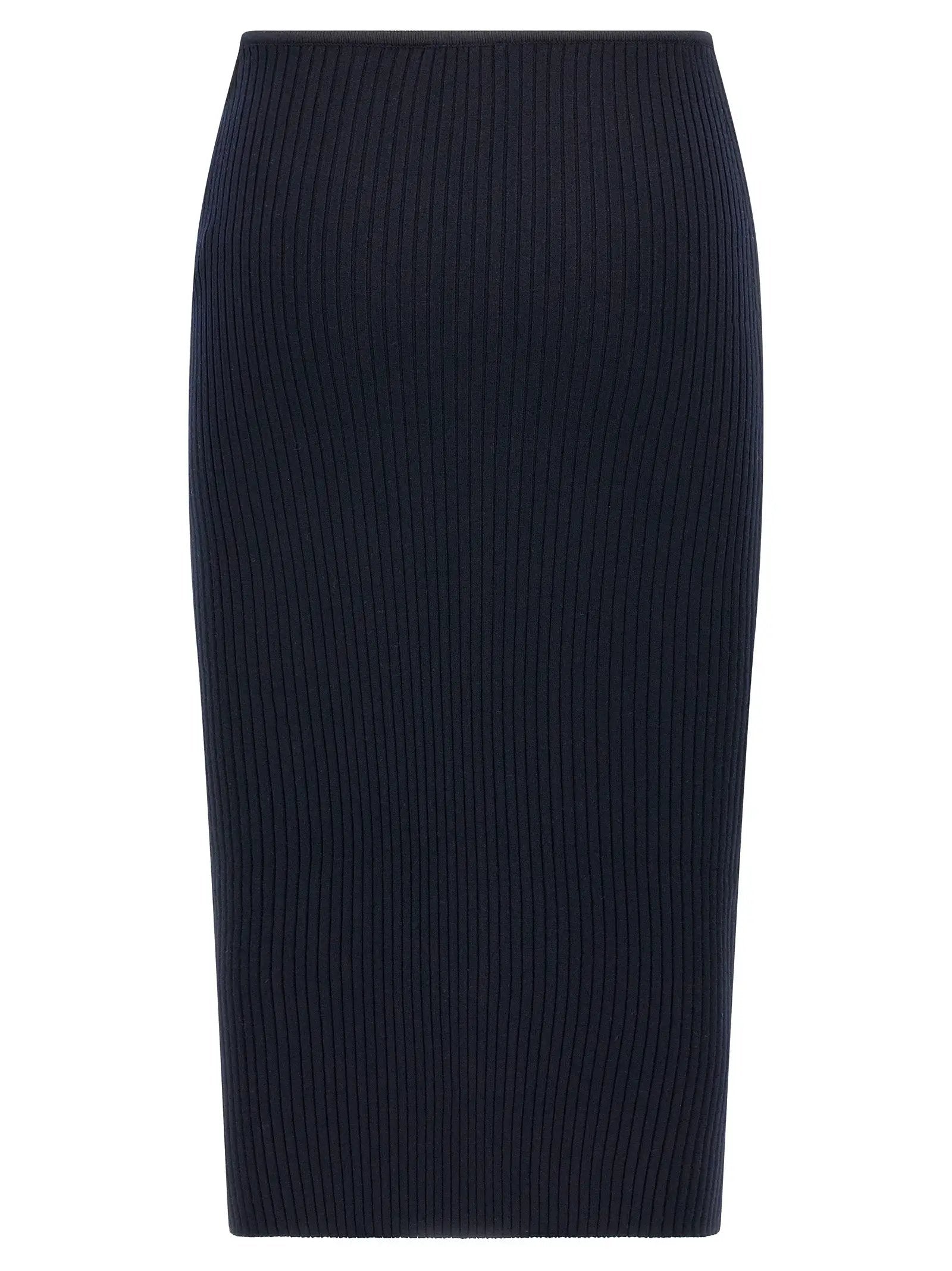 Courrèges Blue Viscose Midi Skirt