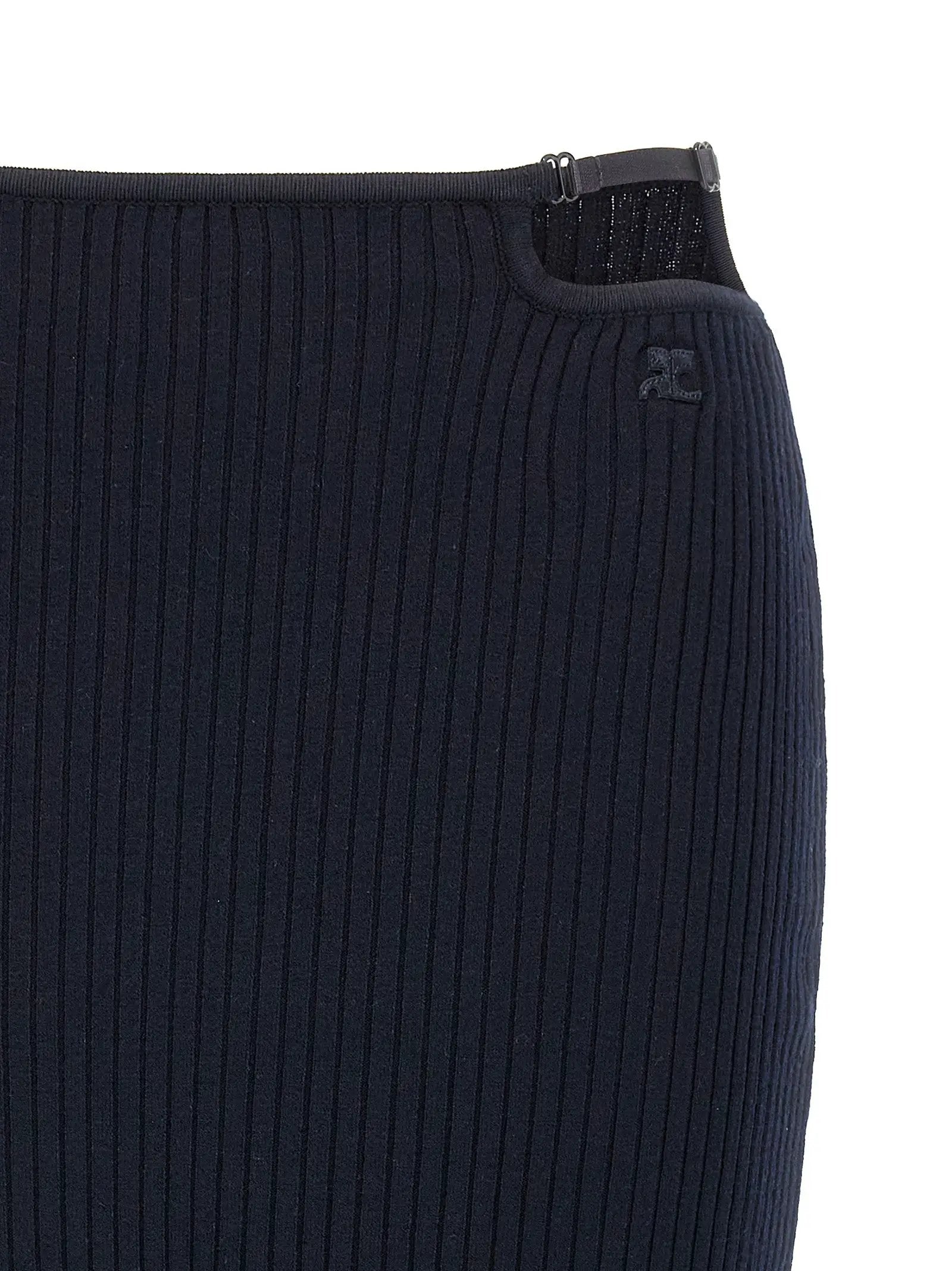 Courrèges Blue Viscose Midi Skirt