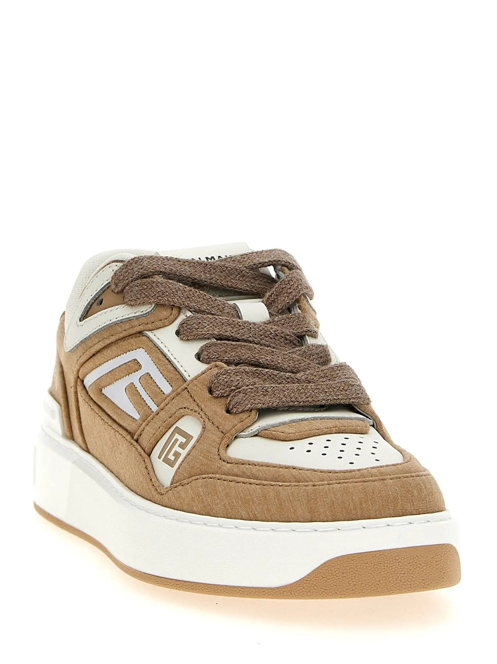 Balmain Beige Polyester Low Top Sneakers