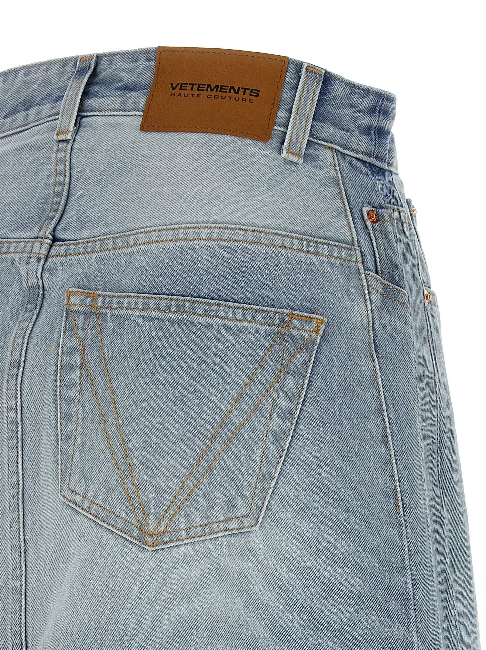 Vetements Blue Cotton Mini Skirt