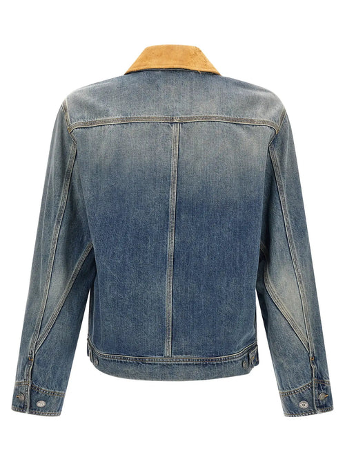 Veste en denim bleu en coton Alexander McQueen