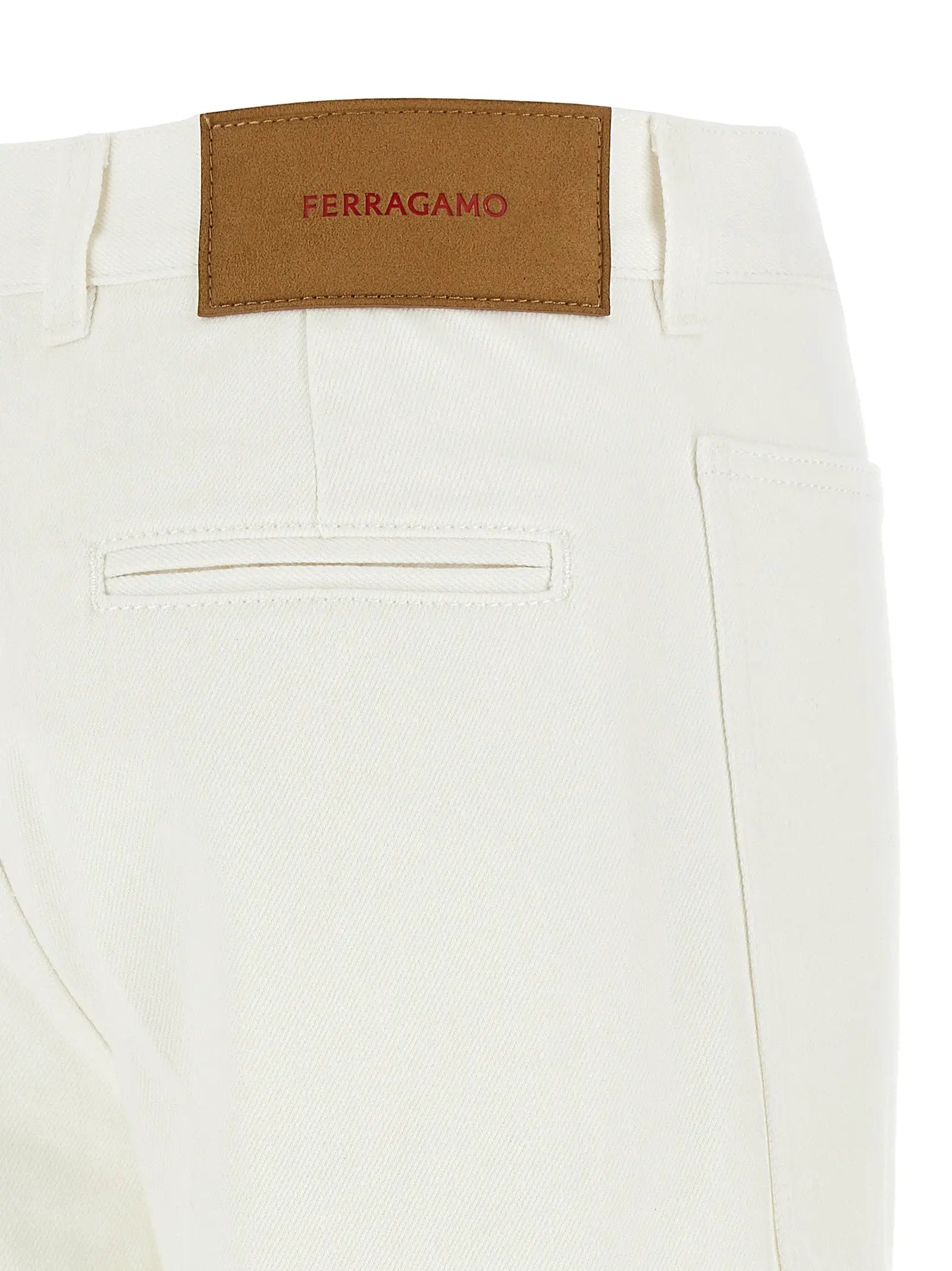 Ferragamo White Cotton Straight-Leg Jeans