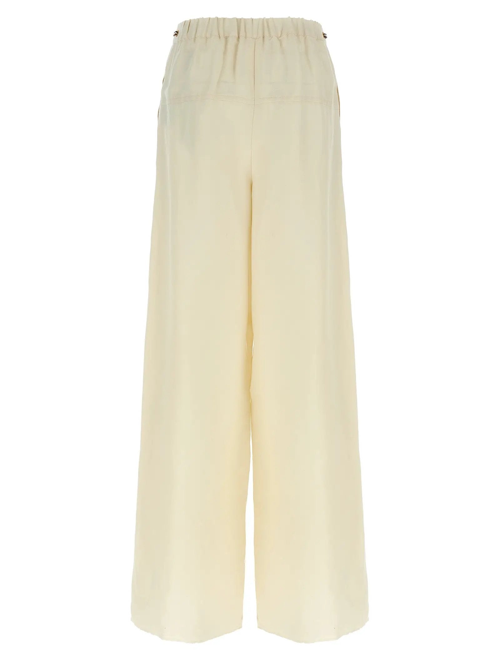 Max Mara White Flax Casual Pants