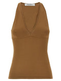 Max Mara Brown Viscose Sleeveles T-Shirt