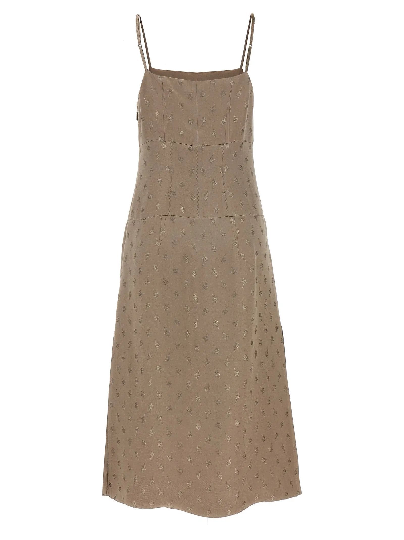 Fendi Gray Silk Midi Dress