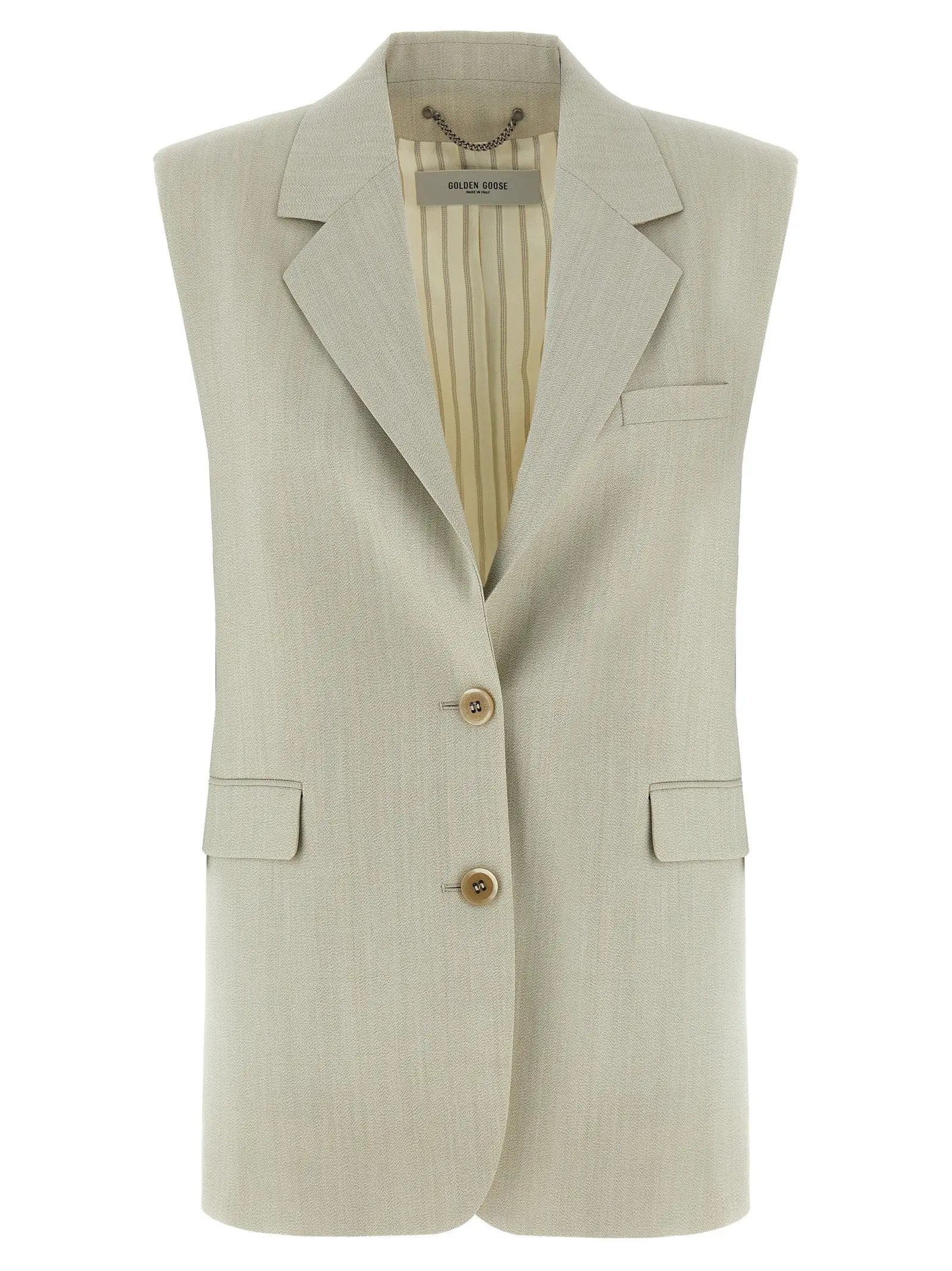Golden Goose Beige Virgin Wool Sleeveless Jacket