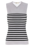 Khaite Bicolor Wool Sleeveles T-Shirt