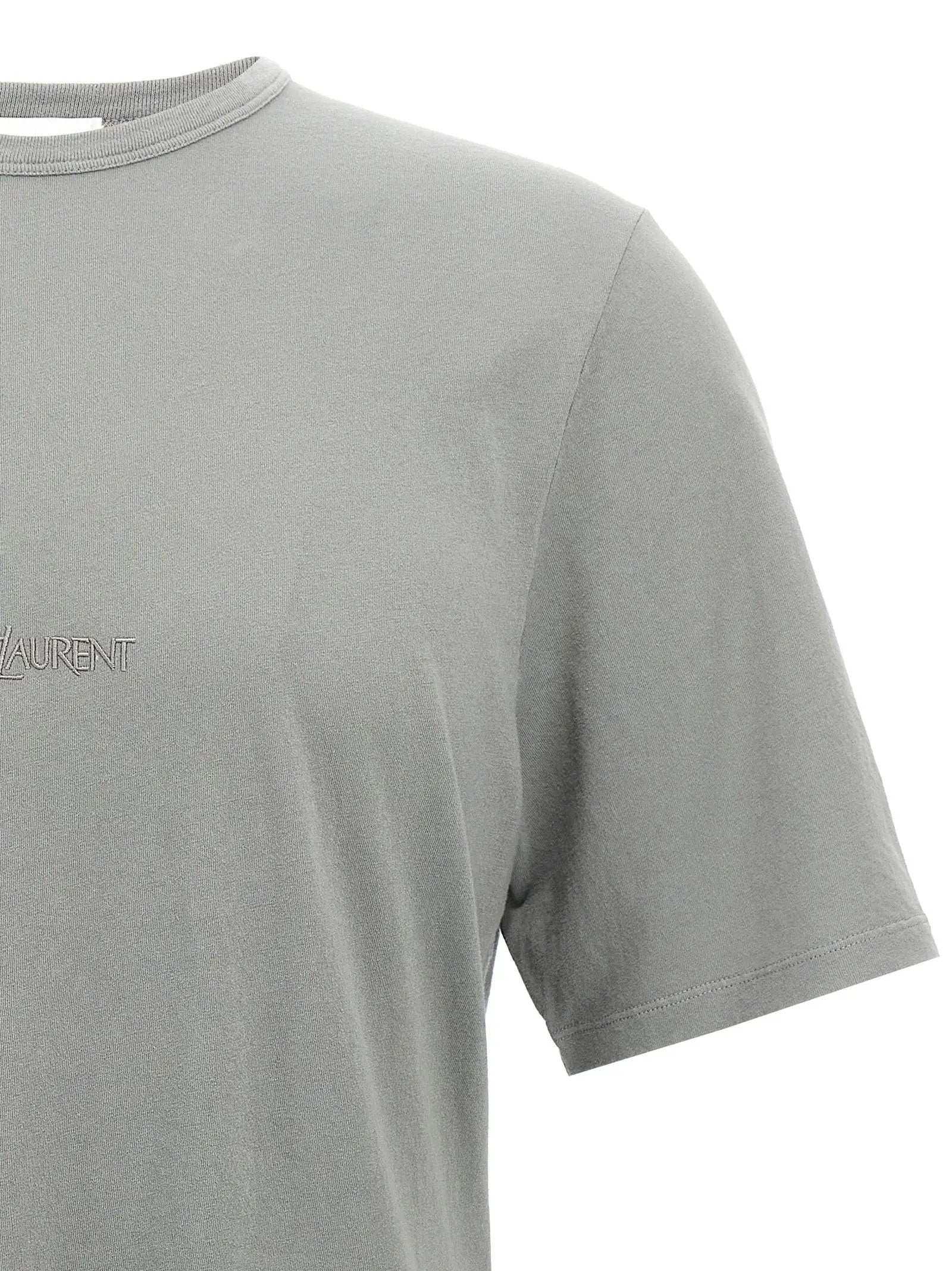 Saint Laurent Gray Cotton T-Shirt