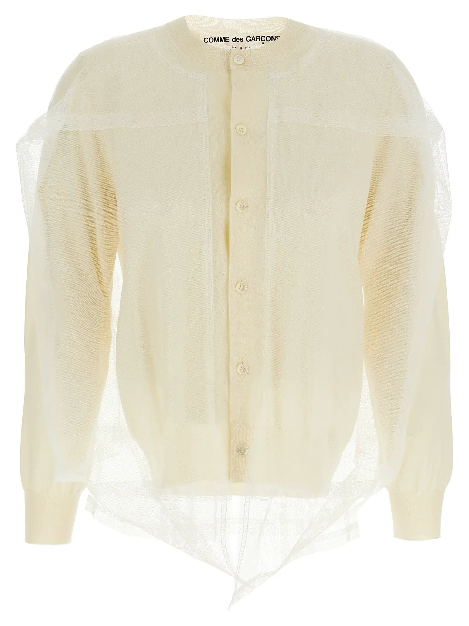 Comme Des Garçons White Wool Cardigan