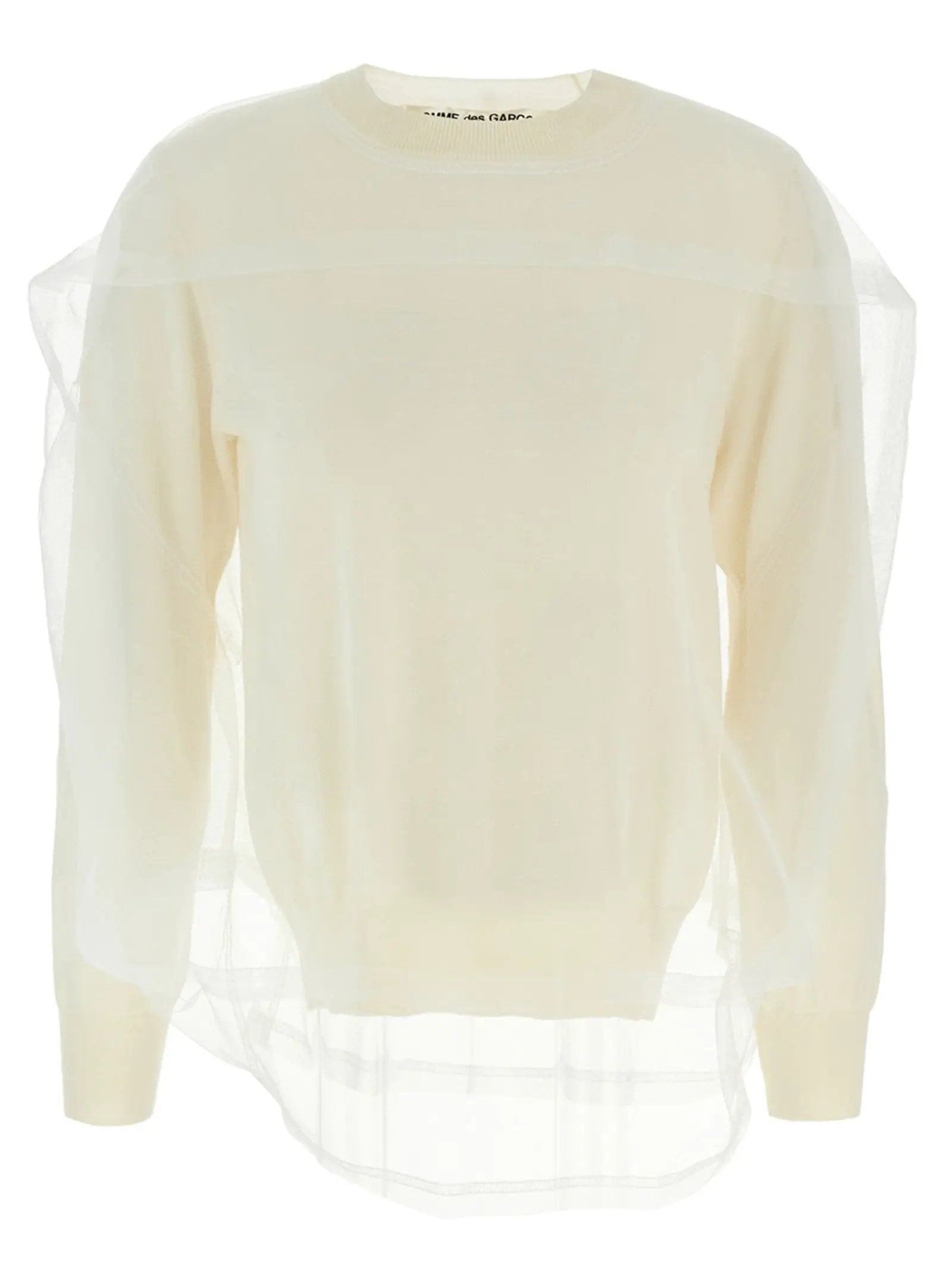 Comme Des Garçons White Wool Cardigan