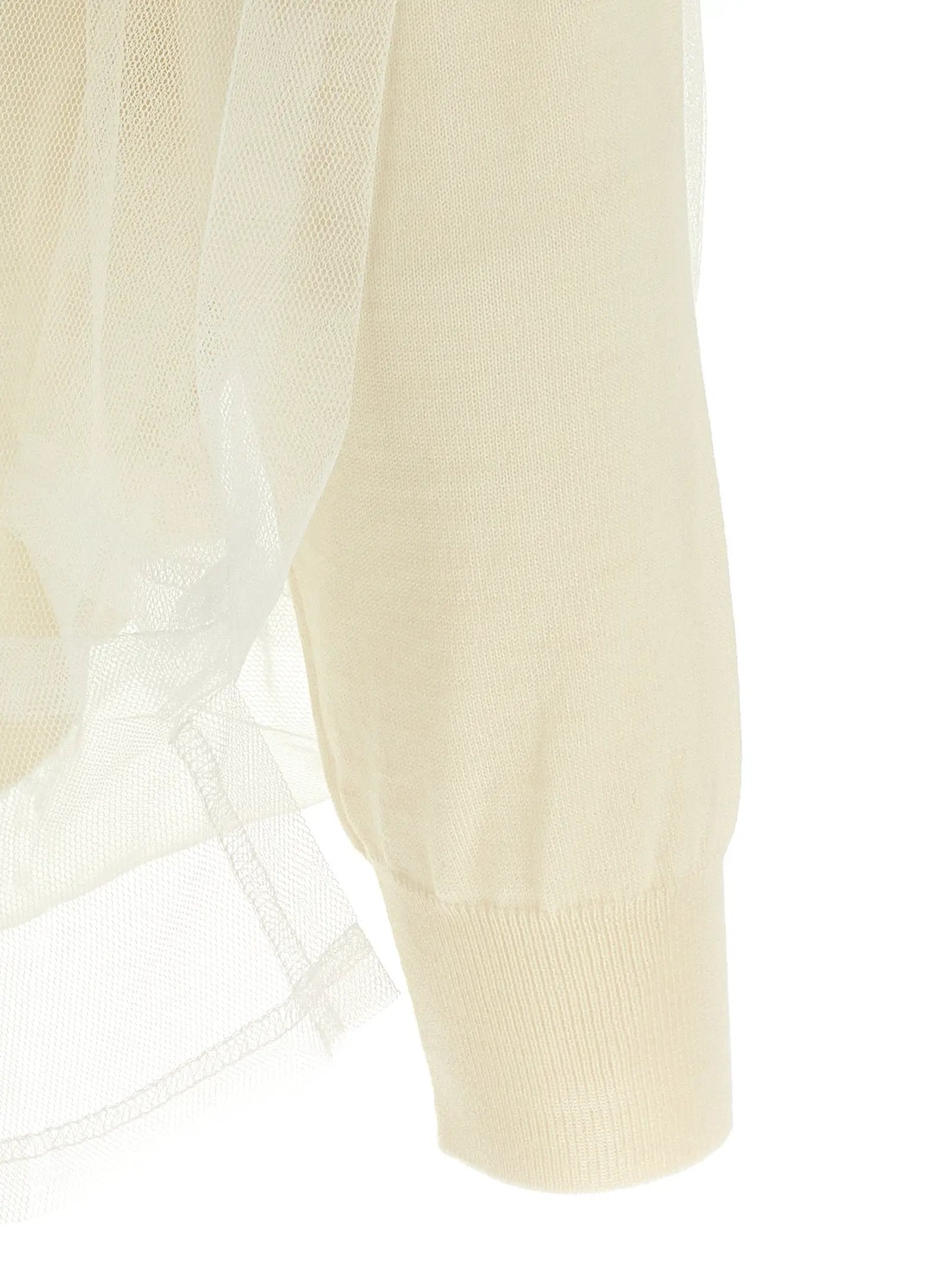 Comme Des Garçons White Wool Cardigan