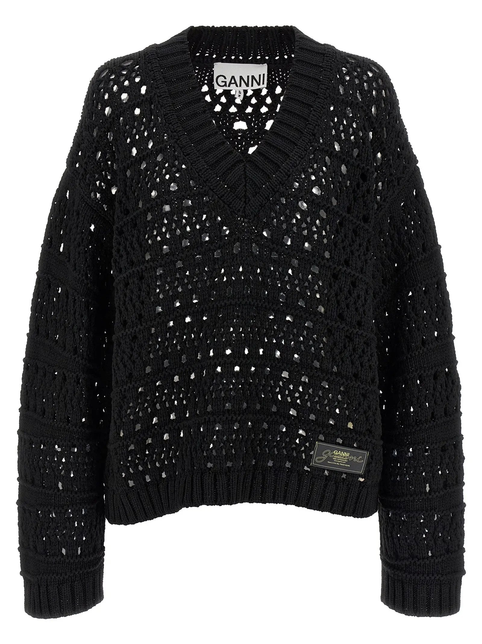 Ganni Black Cotton Cardigan