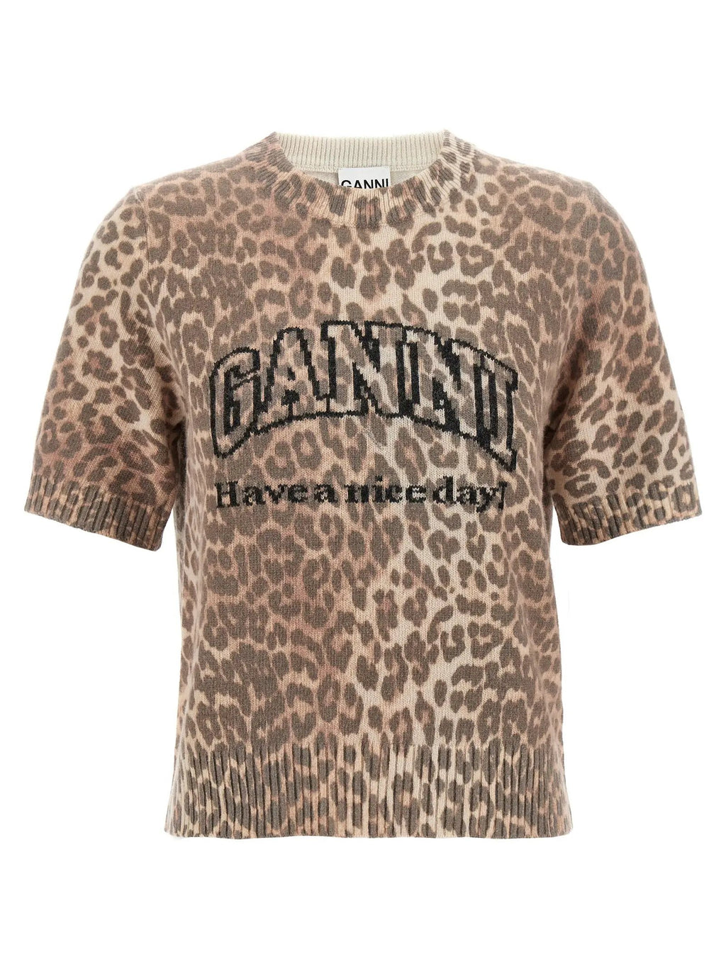Ganni Brown Wool T-Shirt