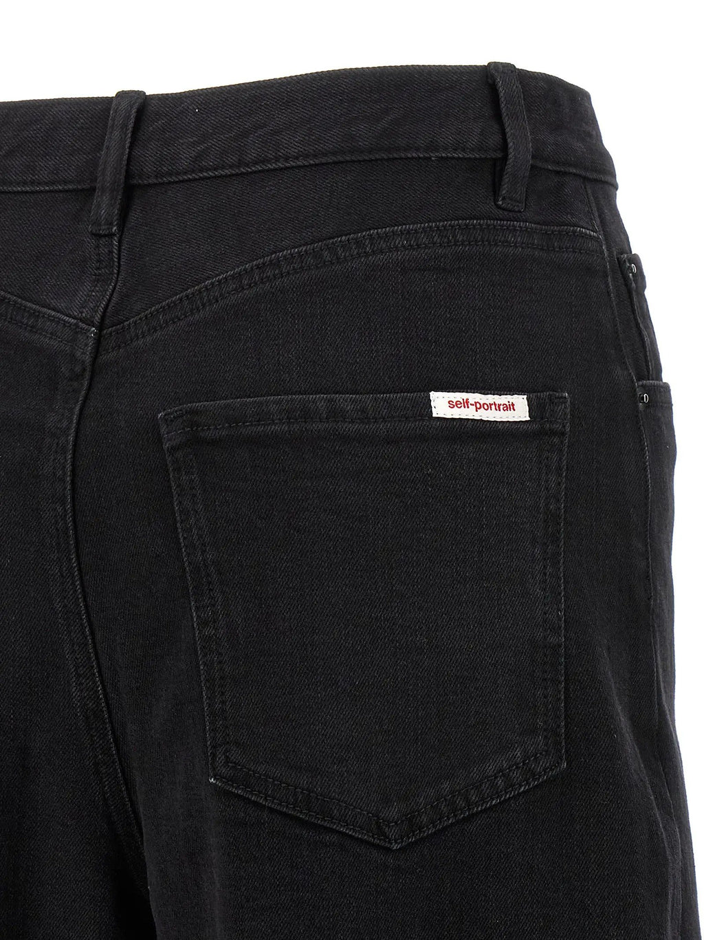 Self-Portrait Black Cotton High-Waisted Jean