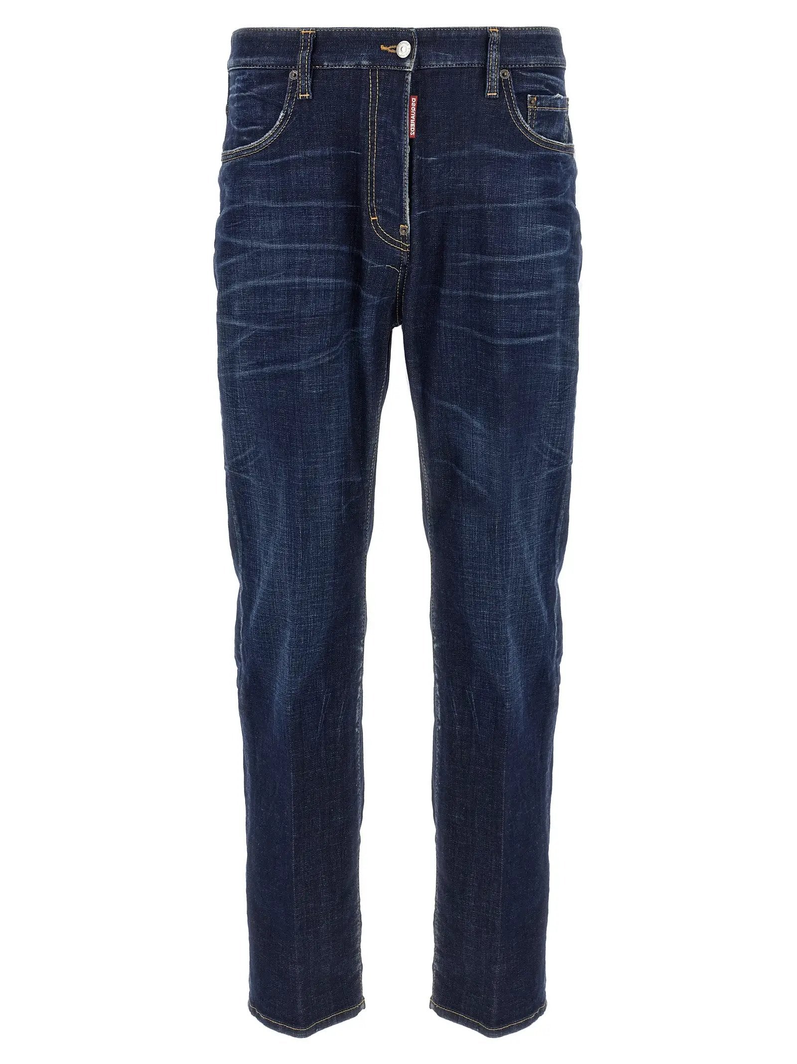 Dsquared² Blue Cotton Straight-Leg Jeans