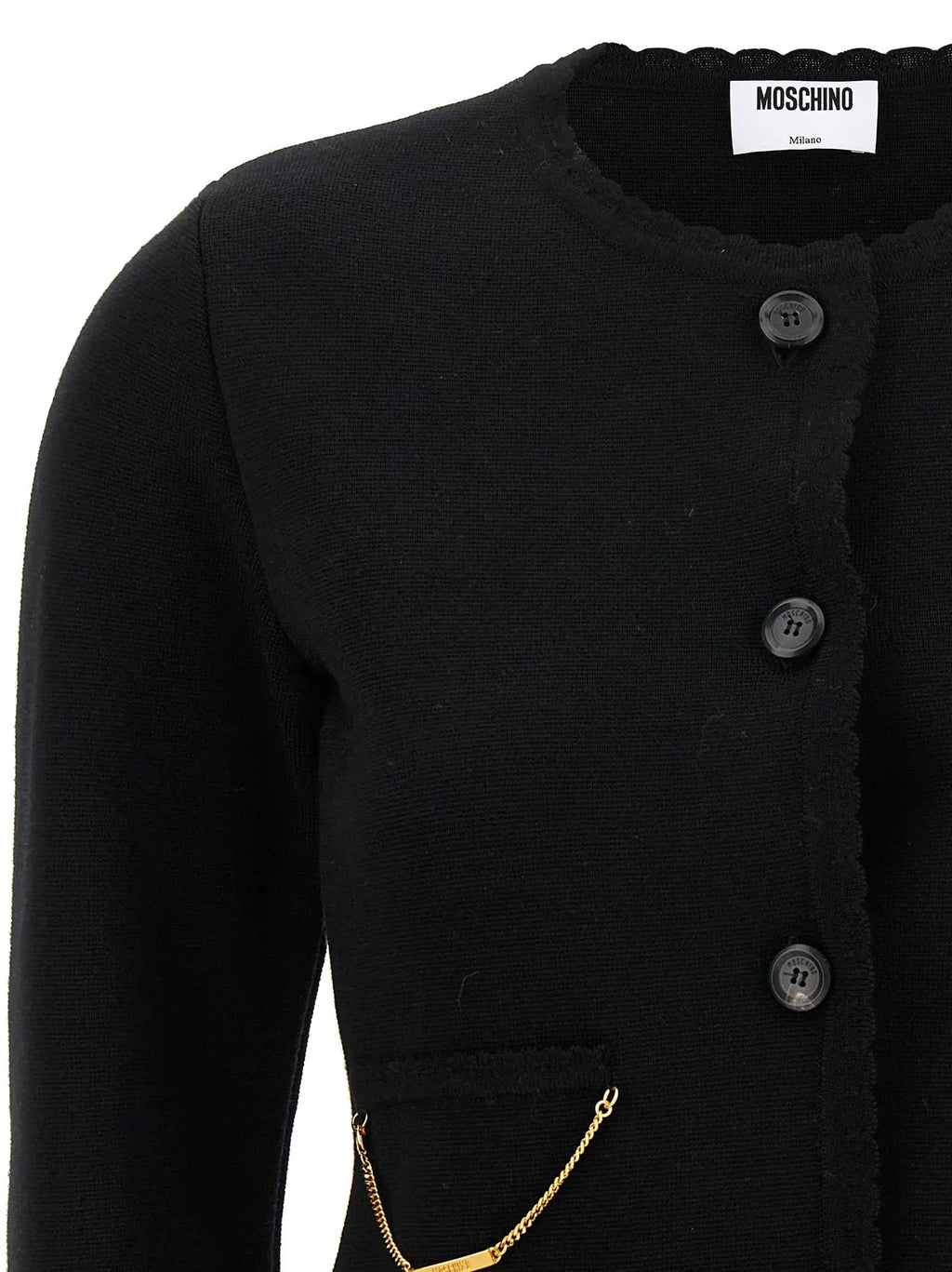 Moschino Black Virgin Wool Cardigan