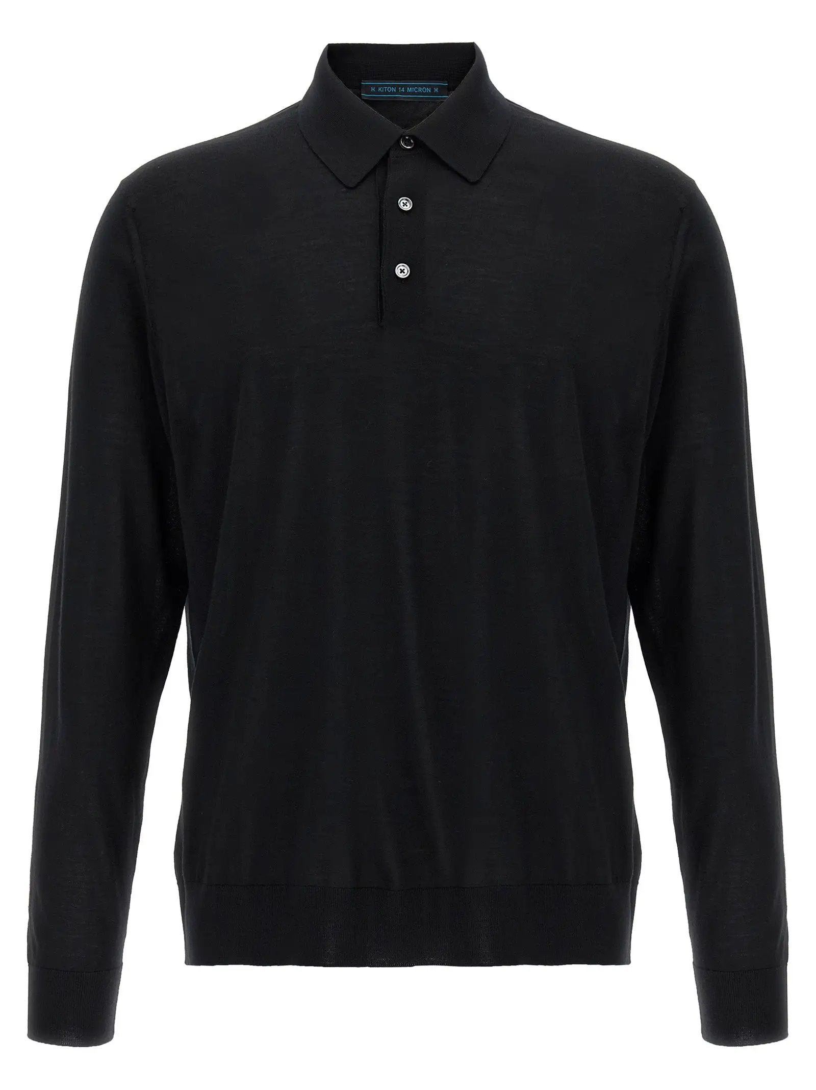Kiton Black Wool Polo Shirt