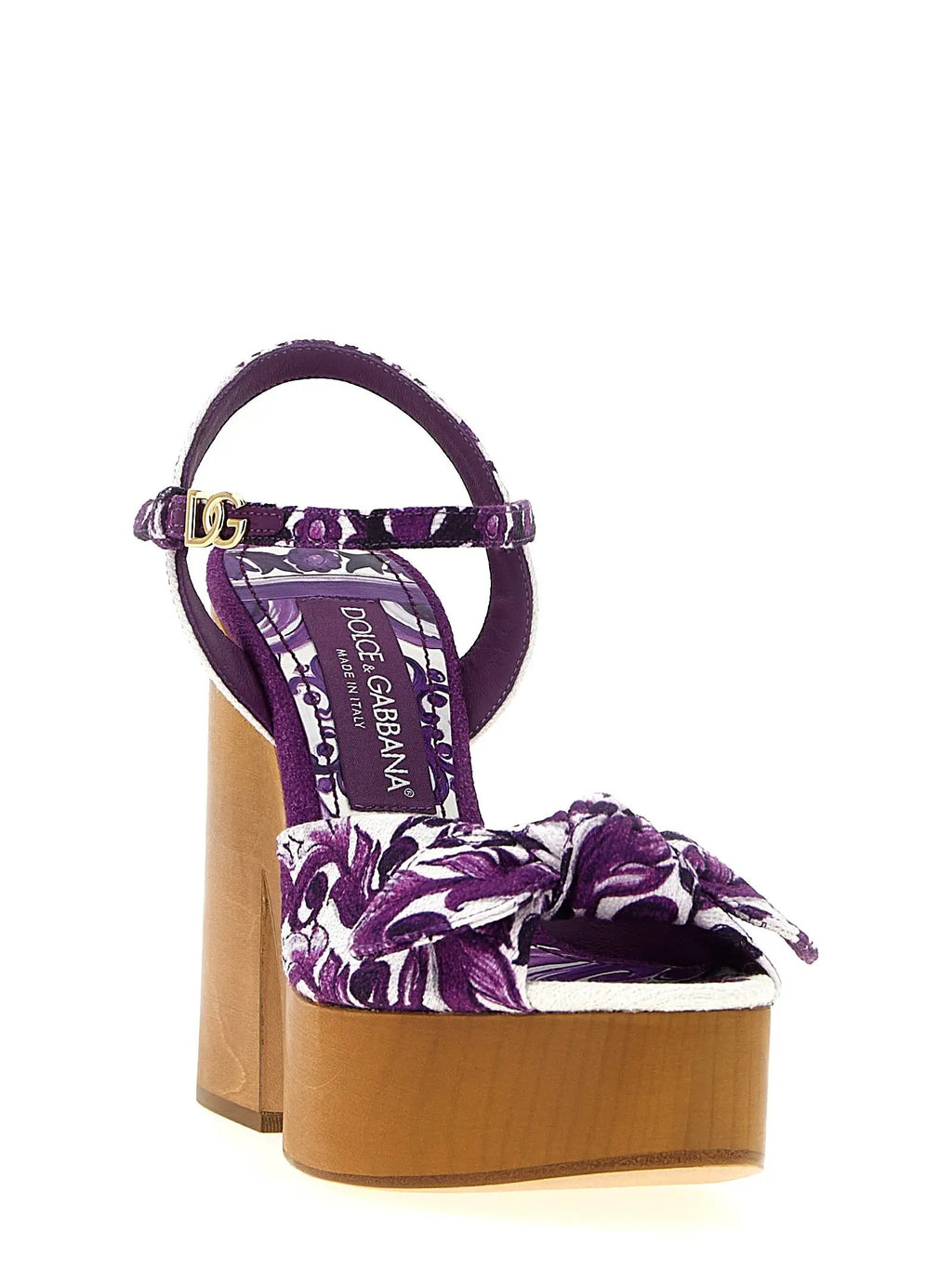 Sandales Dolce & Gabbana en coton violet à talon aiguille