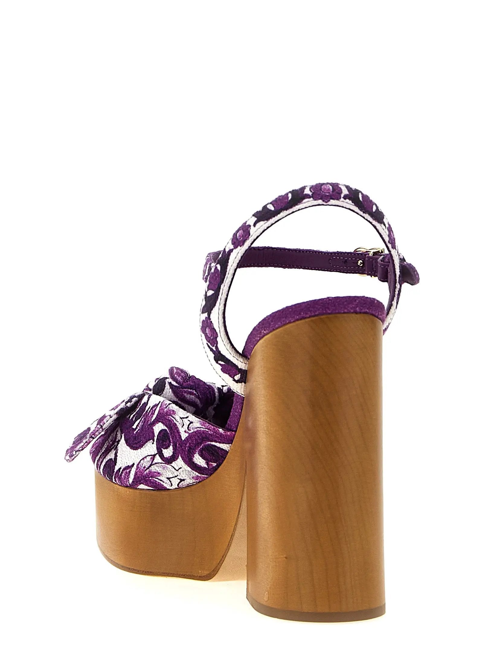 Sandales Dolce & Gabbana en coton violet à talon aiguille