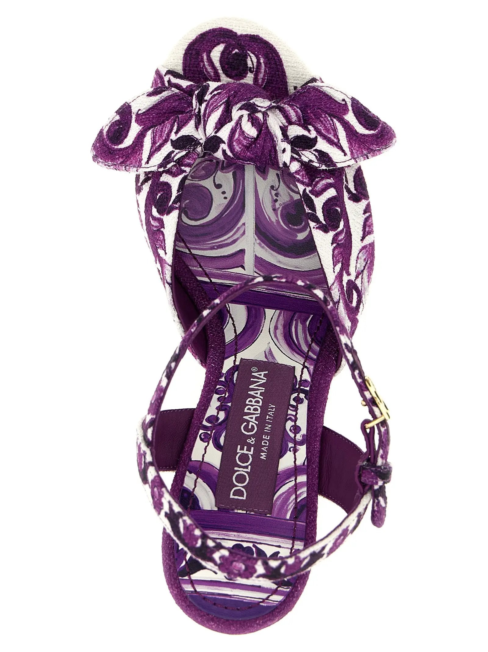 Sandales Dolce & Gabbana en coton violet à talon aiguille