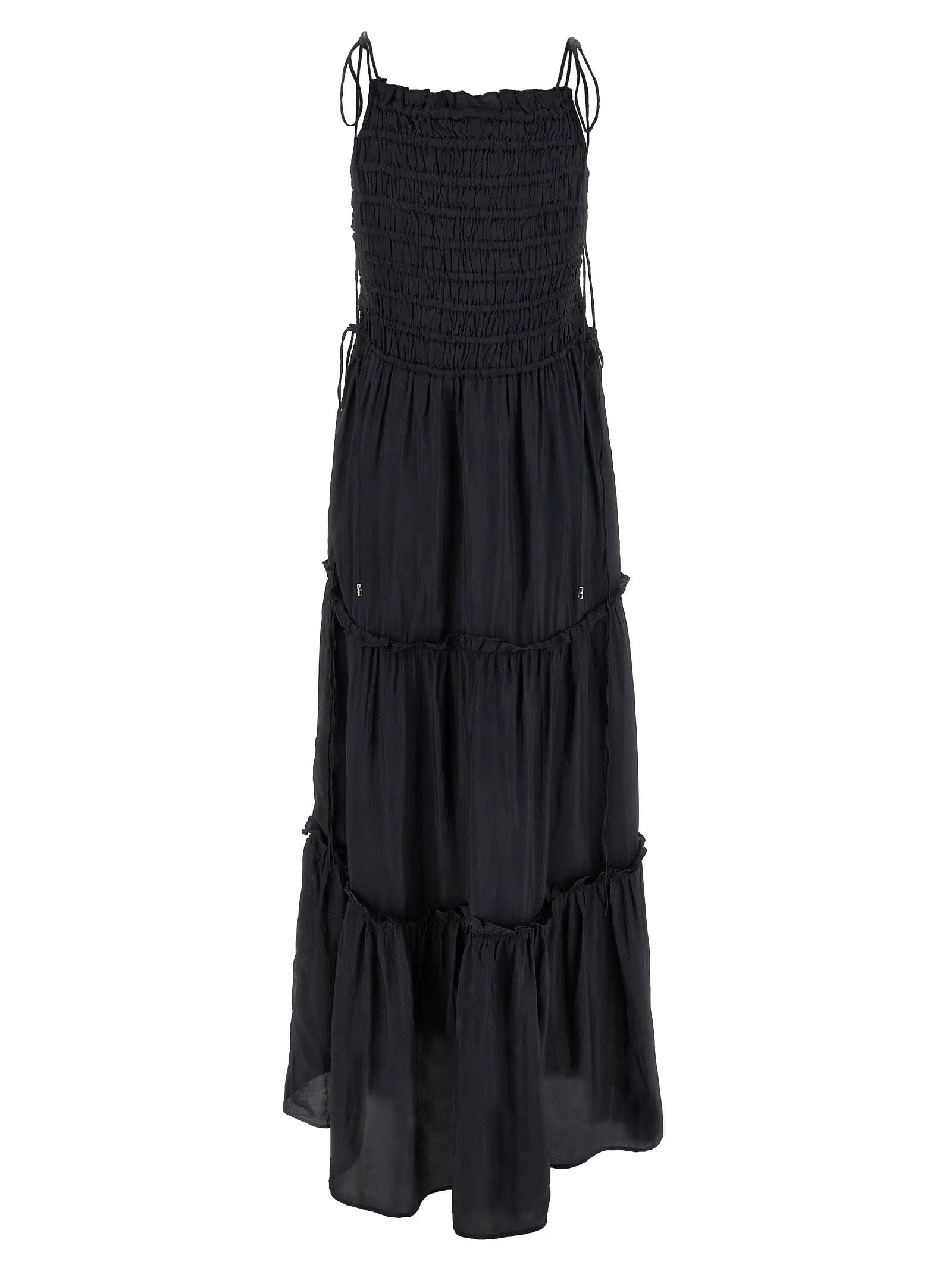 Ganni Gray Viscose Long Dress
