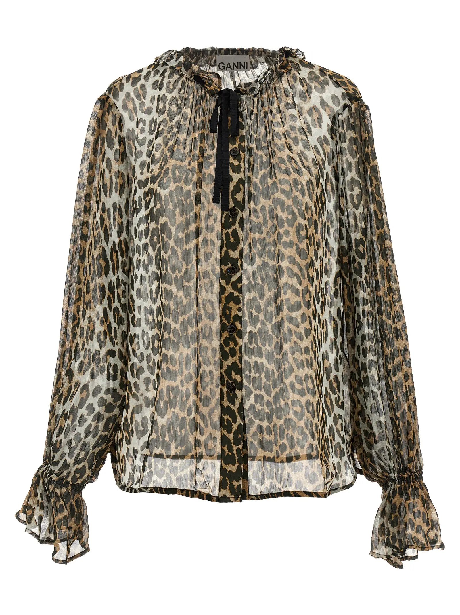 Ganni Brown Viscose Blouse