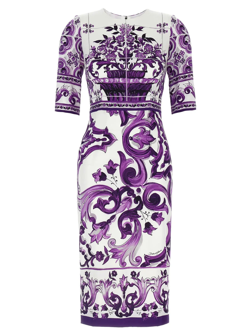 Robe midi en soie violette Dolce & Gabbana