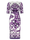 Robe midi en soie violette Dolce & Gabbana
