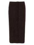 Victoria Beckham Brown Wool Midi Skirt