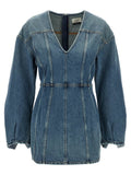 Haikure Blue Cotton Short Dress