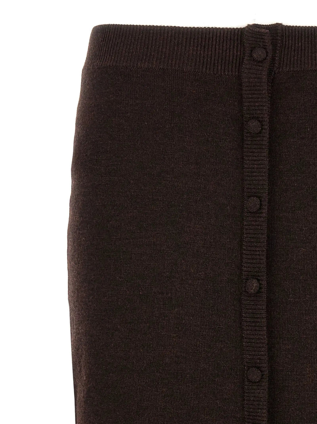 Victoria Beckham Brown Wool Midi Skirt