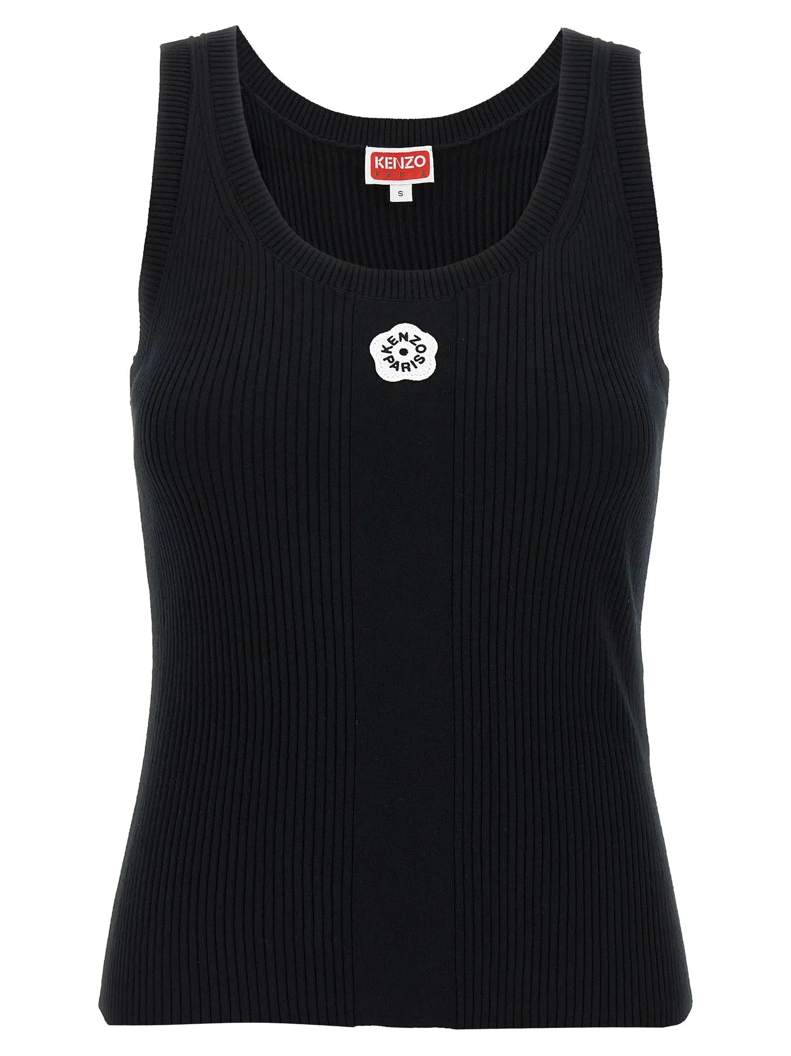 Kenzo Black Viscose Sleeveles T-Shirt