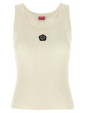 Kenzo White Viscose Sleeveles T-Shirt