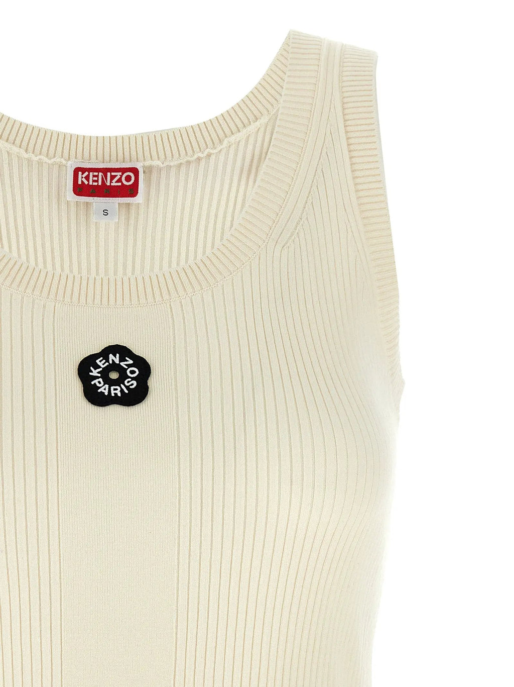 Kenzo White Viscose Sleeveles T-Shirt