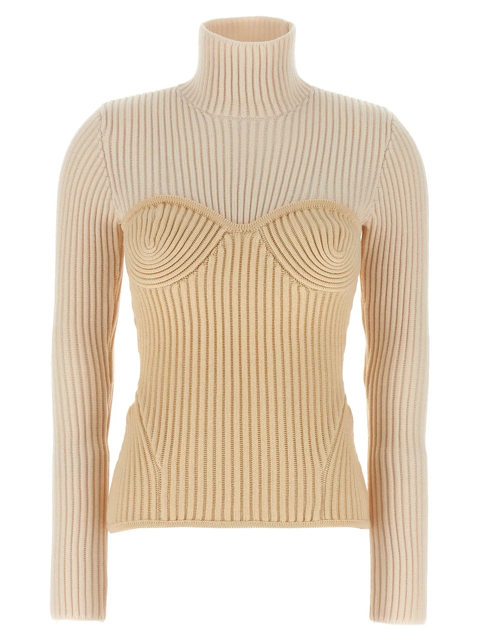 Jean Paul Gaultier Jean Paul Gaultier Beige Merino Wool Cardigan